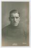 Jack Brown. Sheffield Wednesday & England 1923&ndash;1937. Early mono real photograph postcard of Brown, half length, wearing goalkeepers jersey. Title to lower border &lsquo;W. Brown. Wednesday&rsquo;. Furniss of Sheffield, marked in pencil &lsquo;1921&rsquo;. Postally unused. Very g