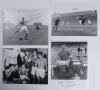Manchester United 1960s. Four signed mono copy photographs. Players/ signatures featured are Bill Foulkes on the training ground, Harry Gregg in the dressing room with team mates, Alex Stepney making a diving save, and Tony Dunne with the European Cup tro