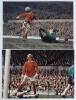 Denis Law and George Best. Manchester United. Two colour copy photographs of Law and Best both in match action. Each photograph nicely signed in black ink by the featured player. Each measures 11.5&rdquo;x8&rdquo;. Very good condition.