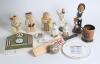 Cricket and sporting ceramics. Good selection including Manor potteries china caricature toby jug of Grace in M.C.C. cap, Ashes plate 1981, large hand painted resin figure of W.G. Grace.