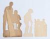 Cricket scraps. Three late Victorian colour chromolitho cut out pictures (scraps), one of a batsman, stumps and wicket keeper. 11.5&rdquo; tall with stand-up flap to verso. Tape repair to verso of batsman&rsquo;s head, otherwise in very good condition. The others are - 2