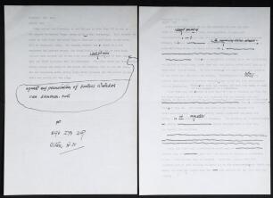 England v India. Second Prudential Trophy match, Kennington Oval 15th & 16th July 1974. Original two page typescript for an article by John Arlott for The Guardian newspaper reporting on the match. The typescript with amendments and additions in ink in Ar