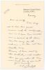 Edward Lambert &lsquo;Ted&rsquo; a&rsquo;Beckett. Victoria & Australia 1927-1932. Single page handwritten letter from a&rsquo;Beckett to E.G. Wolfe, brother-in-law of Sir Julien Cahn. Written on Midland Grand Hotel, London headed notepaper, the letter is undated but likely to be