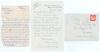 Neville Cardus and Irving Rosenwater, 1955. Two handwritten letters. The first, from Rosenwater to Cardus, dated 16th May 1955 and written on two sides of small ruled note paper, refers to Cardus&rsquo; appreciation of Gilbert Jessop. Rosenwater asks for the so