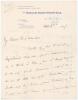 Lord Martin Bladen Hawke, Yorkshire & England 1881-1911. A two page handwritten letter in ink from Lord Hawke, who was Captain of Yorkshire for many years, to Shirley Slocombe, the (male) artist who was commissioned in 1903 to paint Hawke&rsquo;s portrait. Date