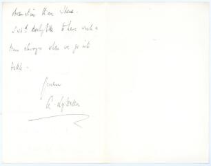 Alfred Lyttelton. Cambridge University, Middlesex & England 1876-1887. Two page handwritten letter on House of Commons note paper from Lyttelton to &lsquo;My dear Billy&rsquo;, dated 6th February 1913. Very nicely signed &lsquo;A. Lyttelton&rsquo;. Very good condition.