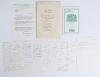 Norman Preston, Irving Rosenwater and the Wisden Cricketers&rsquo; Almanack 1971. Envelope comprising a selection of items from Rosenwater&rsquo;s personal collection relating to a lunch held in the Committee Room at Lord&rsquo;s, 2nd April 1971 to celebrate &lsquo;Norman Presto