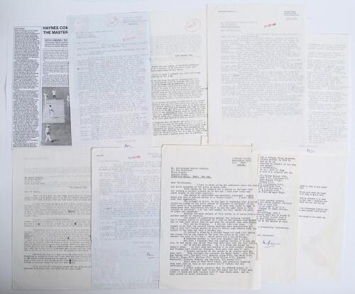 Don Bradman. A fascinating collection of correspondence between Bradman and Christopher Martin-Jenkins, then editor of &lsquo;The Cricketer&rsquo; magazine relating to short-pitch bowling. The first letter is a response to an editorial in the October 1984 issue of &lsquo;T