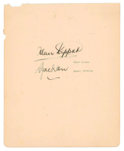 Alan Kippax. New South Wales & Australia. 1918-36 and Archibald &lsquo;Archie&rsquo; Jackson. New South Wales & Australia 1926-1931. Large album page very nicely signed in ink by the two Australian batsman. pencil annotation of players names, nicks to edges otherwise