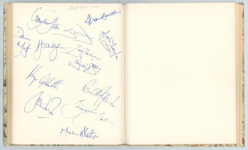 Test and County cricketers autographs 1990&rsquo;s. A hardback book signed by over 700 players and officials from all eighteen county teams, the two Universities, Oxford and Cambridge, test teams, West Indies, Pakistan, India, South Africa, Australia 1993, West