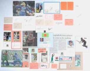 Afghanistan, Bangladesh and Zimbabwe cricketers 1980s-2020s. A large selection of over one hundred and sixty signatures of international cricketers signed to plain cards of various sizes or on pieces laid down with accompanying cutting image of the featur