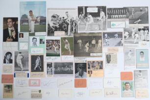 Australia Test and international cricketers 1930s-2010s. A large selection of over one hundred and twenty signatures, mainly modern, of international Australian cricketers signed to plain cards of various sizes or on pieces laid down with accompanying cut