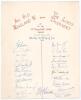 Old England v Lord&rsquo;s Taverners 1962. Large white card with handprinted titles, &lsquo;An Old England XI against The Lord&rsquo;s Taverners at the late Mr. Thomas Lord&rsquo;s Cricket Ground, Saint John&rsquo;s Wood, Saturday the 16th day of June 1962&rsquo; in different coloured inks.