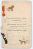 M.C.C. tour to India 1926/27. Official menu for the dinner given by the Calcutta Cricket Club to the M.C.C. touring team on 30th December 1926. The four page menu with card wrappers, ribbon ties in M.C.C. and Calcutta Club colours, with raised colour moti