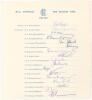 M.C.C. tour to Australia and New Zealand 1962/63. Official autograph sheet with printed title and players&rsquo; names, fully signed in ink by all sixteen listed playing members of the M.C.C. touring party. Signatures are Dexter (Captain), Cowdrey, Allen, Barri