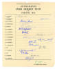 India Cricket Team in England 1952. Rare official autograph sheet, with printed title and players&rsquo; names, fully signed in various shades of blue ink by all eighteen members of the India touring party including the P. Gupta. Players&rsquo; signatures include V.S