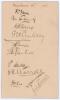 Middlesex C.C.C. 1921. Album page laid to trimmed card, very nicely signed in ink by eleven members of the Middlesex team. Signatures are Mann (Captain), Haig, Twining, Crutchley, Tanner, Hendren, Murrell, H.W. Lee, Durston, J.W. Hearne, and the rarer Les