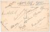 South African tour to England 1935. Official sepia real photograph postcard of the South African touring party seated and standing in rows wearing cricket attire. Very nicely signed in black ink to the verso by fifteen members of the touring party. Signat - 2
