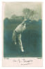 Albert Edwin Trott. Victoria, Middlesex, London County, Australia & England 1892-1910. Mono real photograph postcard of Trott in bowling pose. Nicely signed in ink to lower border. Printed title/caption &lsquo;Whizz&rsquo; to lower border. Hartmann series no. 1383. P