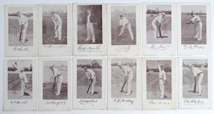 Australia 1905. Set of twelve sepia tinted printed postcards featuring Australian Test cricketers. &lsquo;The Wilson Autograph Series&rsquo; c1905 each with printed signature of the player to lower border. Cards are Noble (1), Trumper (2), Trumble (3), Kelly (4), Hil