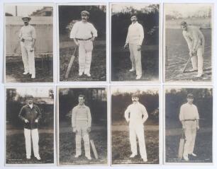 Australia tour to England 1905. A full set of sixteen original sepia real photograph postcards of the Australian cricketers and team who toured England in 1905. Each player is depicted standing full length in cricket attire, some in blazers, in various po