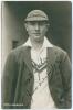 John Langridge. Sussex & England 1928-1955. Mono real photograph postcard of Langridge, half length, wearing sweater, blazer and Sussex cap. Nicely signed in black ink by Langridge. Deane, Wiles & Millar of Brighton. Small crease to top left hand corner, 