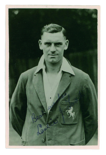 Leslie John Todd. Kent 1927-1950. Mono real photograph plain back postcard of Todd, half length, wearing Kent blazer. Signed in black ink by Todd. Publisher unknown. Good condition