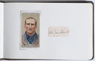 England and Australia cricketers autographs 1934. A nicely compiled autograph album comprising a full set of fifty cigarette cards of the John Player & Sons &lsquo;Cricketers 1934&rsquo; series. Each card has been loose mounted individually to a page, not back-to-bac