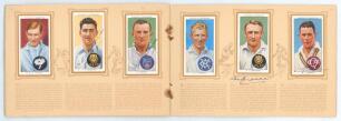 Australian Tour of England 1938. A complete set of fifty Players &lsquo;Cricketers 1938&rsquo; cigarette cards in original album. Nineteen of the players have signed in ink over their respective cards in the album including all sixteen of the Australian tourists. Sig