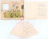 Victorian cricket greetings cards. Three attractive original colour Victorian greeting cards, two depicting boys at cricket. One titled &lsquo;Play up! for a fine old time&rsquo; to the front, &lsquo;and may you Score many successes&rsquo; to the inside with a boy batsman bowled - 2