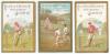 Huntley & Palmers Biscuits 1878. Three original colour Victorian advertising cards with gold borders, each depicting a different cricket scene, titled &lsquo;Huntley & Palmers Biscuits, Reading & London&rsquo;. To verso, printed details of the company&rsquo;s product range