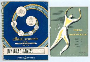 Australia tour to India 1956. Rare official souvenir brochure for the Australia tour to India 1956 published by the Board of Control for Cricket in India. Original decorative wrappers. Sold with India vs Australia 1956. Official tour brochure. Printed and
