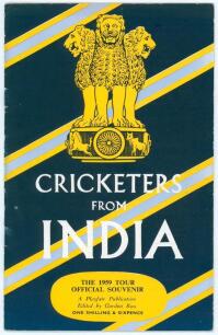 &lsquo;Cricketers From India&rsquo;. Official Playfair tour brochure for the Indian tour of England 1959. Signed to pen pictures by sixteen members of the touring party. Signatures include Gaekwad, Mankad, Roy, Apte, Borde, Contractor, Desai, Joshi, Muddiah, Gupte, N