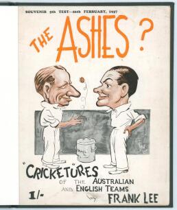 M.C.C. tour to Australia 1936. &lsquo;The Ashes? &ldquo;Cricketures&rdquo; of the Australian and English Teams. Souvenir 5th Test 26th February 1937&rsquo;. Frank Lee. Magnet Publishing Co., Melbourne 1937. 36pp. Pre-match souvenir brochure of caricatures of the players drawn by