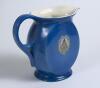 Arthur Percy Frank Chapman. Kent & England 1924-1938. Newhall Pottery blue water jug printed with an oval colour portrait of Chapman, in roundall, in batting stance at the crease to one side, cricket bats, wicket and balls within a shield to the reverse. - 2
