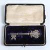 Samuel Moses James Woods, Somerset, England & Australia 1886-1910. A silver hall-marked key presented to Woods. The highly decorative key has the initials to the head (bow) &lsquo;L.G.S.&rsquo; and to verso &lsquo;Presented to S.M.J. Woods Esq. 29th March 1922&rsquo;. Hallmarks 
