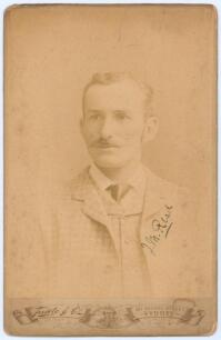 John Maurice Read. Surrey & England 1880-1895. Early original sepia cabinet card studio portrait photograph of Read, head and shoulders wearing formal attire. Signed in black ink to the photograph by Read, possibly in later years. The cabinet card, with g