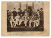 &lsquo;The Australian Cricketers 1886&rsquo;. Original cabinet card photograph of the team, seated and standing in rows, wearing caps and blazer, which toured England in 1886, with title &lsquo;The Australian Cricketers 1886&rsquo; to top and players names printed to lower borde