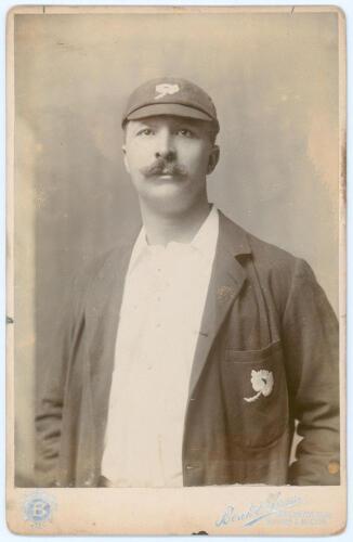 Robert Wilson Frank. Yorkshire 1889-1903. Early original sepia cabinet card photograph of Frank, half length in cricket attire, Yorkshire blazer and cap. Boak & Sons of Bridlington. Card measures 4.25&rdquo;x6.5&rdquo;. Minor wear, otherwise in very good condition.