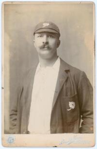 Robert Wilson Frank. Yorkshire 1889-1903. Early original sepia cabinet card photograph of Frank, half length in cricket attire, Yorkshire blazer and cap. Boak & Sons of Bridlington. Card measures 4.25&rdquo;x6.5&rdquo;. Minor wear, otherwise in very good condition.