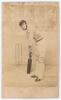 Thomas Hayward, Cambridgeshire, Yorkshire & England 1857-1871. Original sepia carte de visite photograph of Hayward, full length, in batting pose at the wicket. Card by McLean, Melhuish, Napper & Co, London. 2.5&rdquo;x4&rdquo;. Some soiling to mount and image otherw