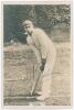Andrew &lsquo;Andy&rsquo; Sandham. Surrey & England 1911-1937. Phillips &lsquo;Pinnace&rsquo; premium issue cabinet size sepia real photograph trade card of Sandham, full length in batting pose wearing Surrey cap. Signed in ink to the photograph by Sandham. No. 19.C. 4&rdquo;x6&rdquo;. Plai