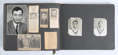 Khurshid Ahmed. Pakistan 1952/53. Large photograph album containing many photographs covering his short first class cricket career and his time in England as a club professional. The photographs include a studio shot of Ahmed in Pakistan blazer, an origin