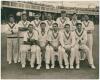 Pakistan v England 1954. Original official sepia photograph of the Pakistan team seated and standing in rows wearing cricket attire. The photograph taken at Trent Bridge for the second Test match, 1st- 5th July 1954. Fully signed in ink by all twelve memb