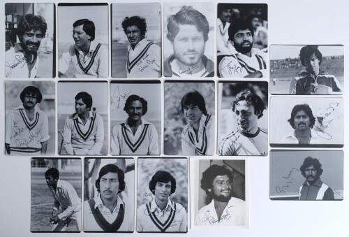 Pakistan tour of Australia 1981-1982. Collection of seventeen mono candid photographs of members the touring party, each signed by the player featured. Players include Imaran Khan, Majid Khan, Miandad, Nazar, Malik, Sarfraz, Wasim Raja, Zaheer, Wasim Bari