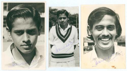 Srinivasaraghavan &lsquo;Venkat&rsquo; Venkataraghavan. Madras, Tamil Nadu, Derbyshire & India 1963-1985. Three original mono player portrait press photographs of a youthful Venkat, two depicted head and shoulders, the other half length. All three signed to the photo