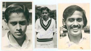 Srinivasaraghavan &lsquo;Venkat&rsquo; Venkataraghavan. Madras, Tamil Nadu, Derbyshire & India 1963-1985. Three original mono player portrait press photographs of a youthful Venkat, two depicted head and shoulders, the other half length. All three signed to the photo