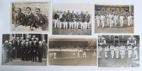 India tour to England 1936. A good selection of thirteen original press photographs, also signatures, menus, cuttings etc. Original photographs include L. Amar Singh, P.E. Palia and C.K. Nayudu seated together wearing tour blazers, team photograph dated 3