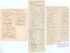 Bombay Pentangular Tournament 1945/46. Four rare pages/ cards comprising signatures of four of the teams who took part in the final Pentangular Tournament to be held in Mumbai (Bombay) January 1946. Teams are Hindus XI, fourteen signatures on pieces laid 