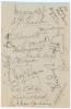 India tour to Australia 1947/48. Album page with handwritten annotation in ink to top corner &lsquo;The Indian Test Team Brisbane, 3.12.47&rsquo;. Nicely signed in black ink by eighteen members of the Indian touring party. Signatures include Amarnath (Captain), Phadk